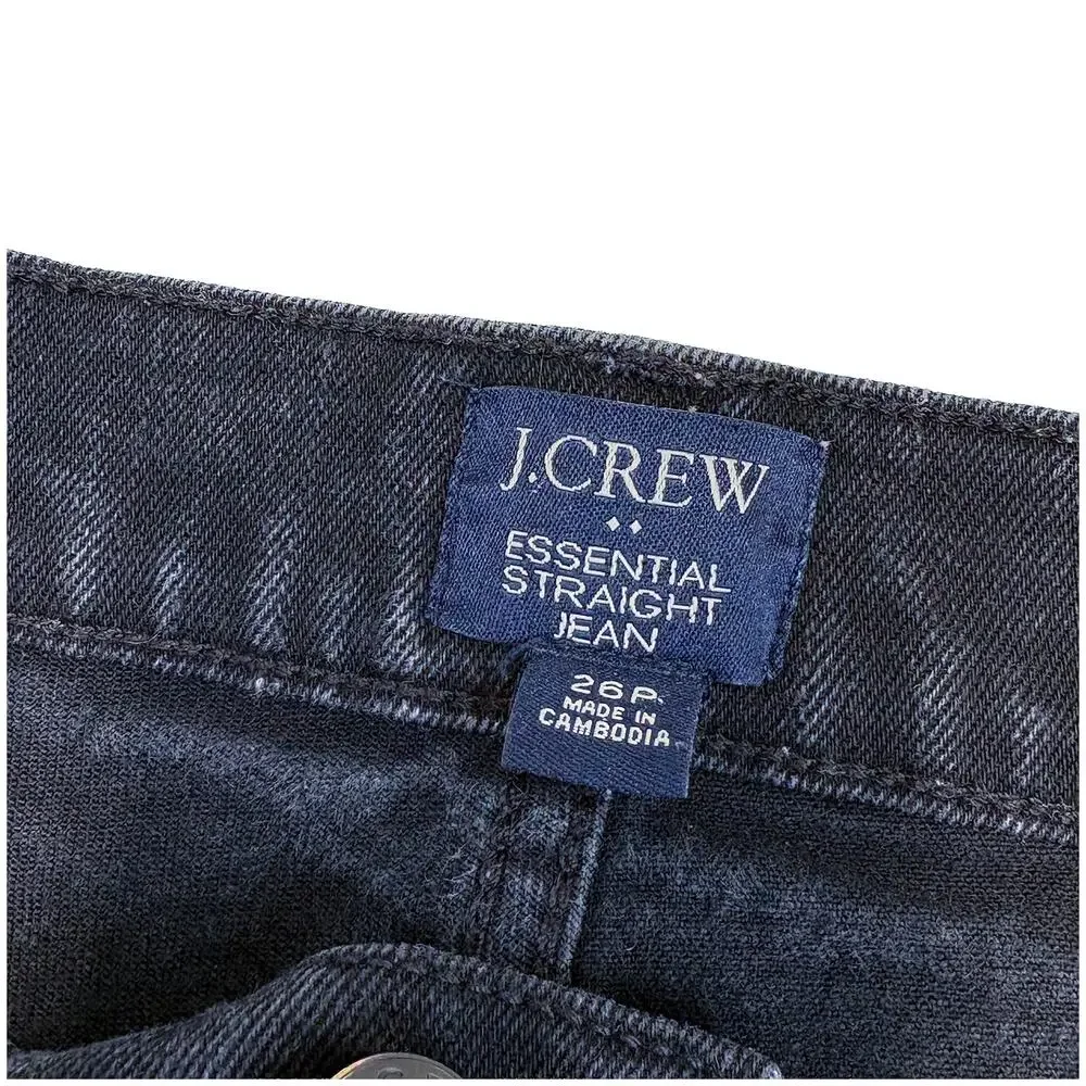 J Crew Black Jeans Women 26P Petite Straight Leg Denim Minimalist
